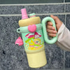 Large Cartoon Straw Cup – Insulated Water Bottle (Random Color) - Clarify.pk