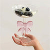 Luxury Glass Dessert Cup with Pink Bow Stem - Clarify.pk