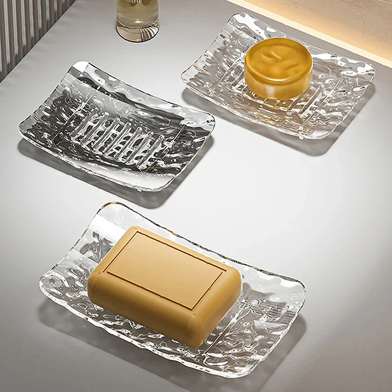 Transparent Glacier-Patterned Luxury Soap Holder