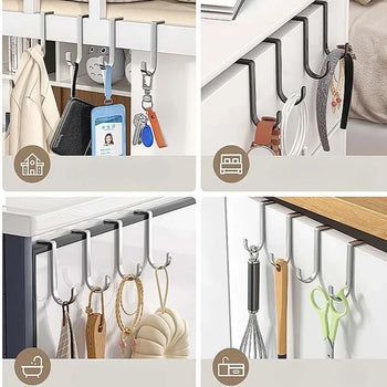 Pack of 3 Stainless Steel S-Shaped Over-Door Hooks – No Drilling Hangers - Clarify.pk