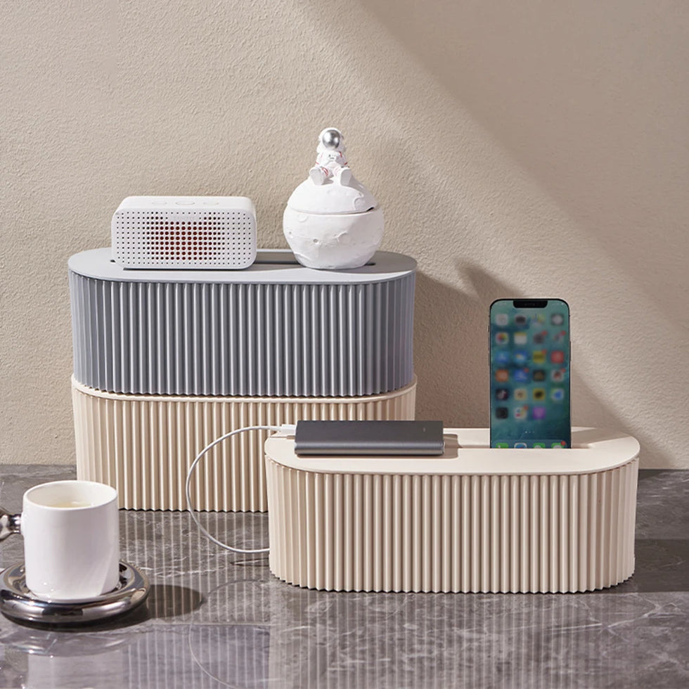 Nordic Plug Board Storage Box - Cable Organizer & WiFi Router Shelf