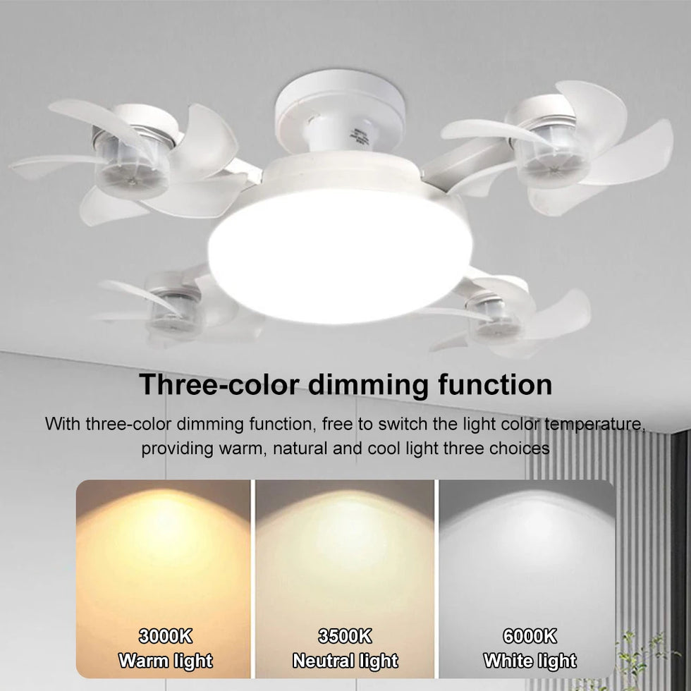 2-in-1 Drone Design Ceiling Fan Light Bulb - Remote Control LED Fan Lamp