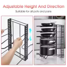Heavy-Duty 8-Tier Adjustable Pot and Pan Organizer Rack