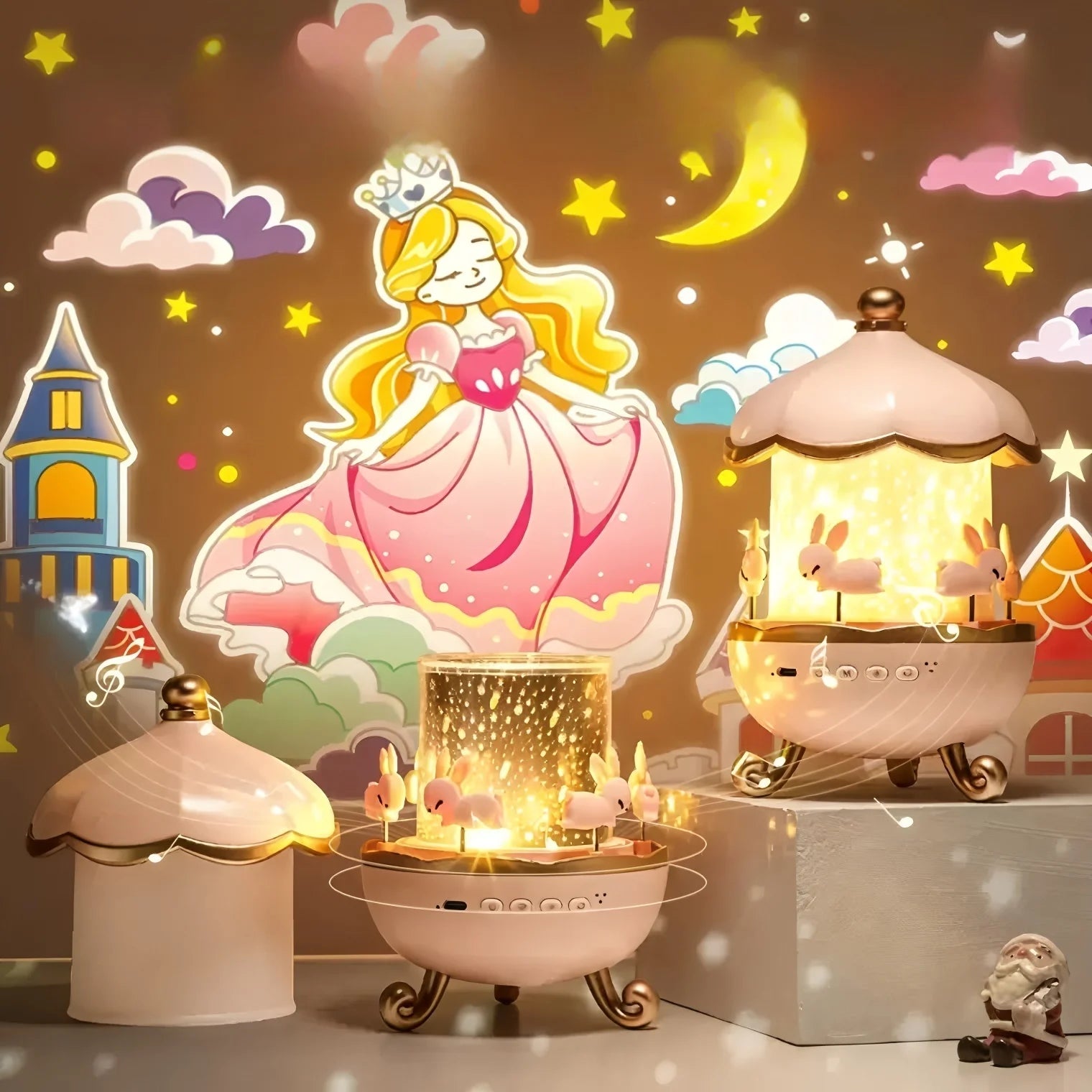 Kids Night Light Projector 21 Films & Bluetooth Music Player Rechargeable Nightlights Bedroom Decor Birthday Gift Star Projector