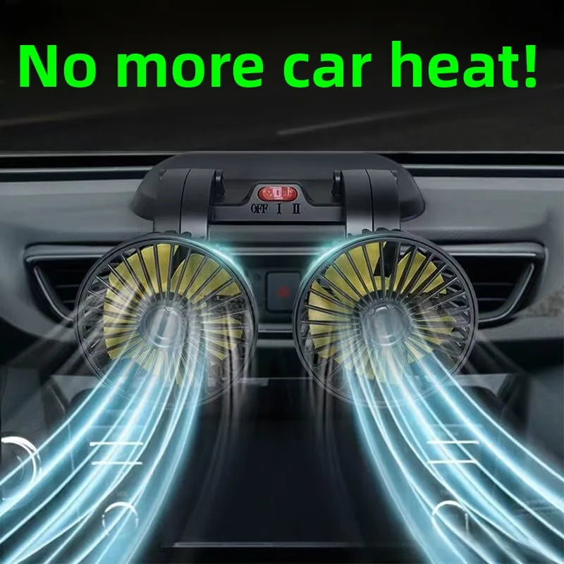Powerful Double Head Car Fan for Truck And Bus 24v12v Cooling Strong Wind Plastic Material Vehicle Mounted USB Fan