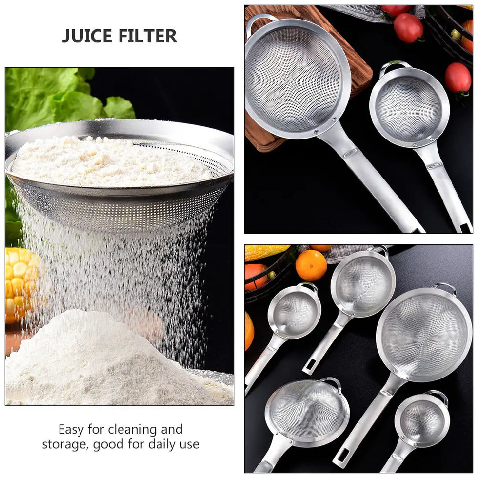 1Pcs Stainless Steel Strainer Oil Filter Strainer for Cooking Soy Milk Juice Frying Food with Long Handle Non-Deformation Mesh