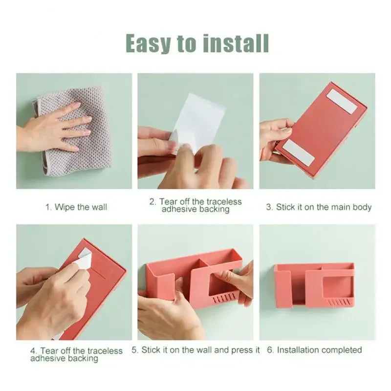 2-in-1 Wall Storage Box – Phone & Remote Control Holder - Clarify.pk