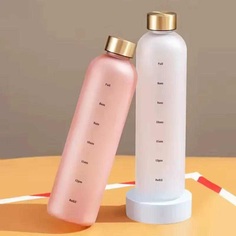 Motivational Time Marker 1L Water Bottle – Drink Tracker Bottle (Random Color) - Clarify.pk
