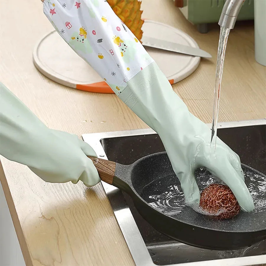 Long Silicone Dishwashing Gloves – Heat & Scrub Safe