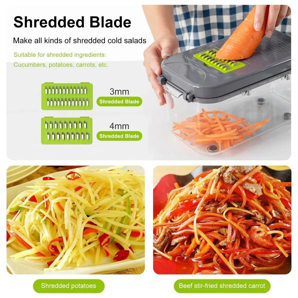 22-in-1 Vegetable Cutter with Container – Multi-Functional Food Chopper & Grater