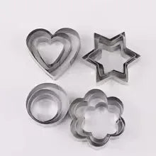 12pcs Stainless Steel Cookie Cutter Set – Star, Heart, Round & Flower