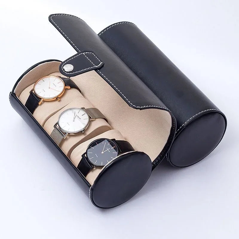 Leather Watch Organizer – 3 Slot Storage - Clarify.pk