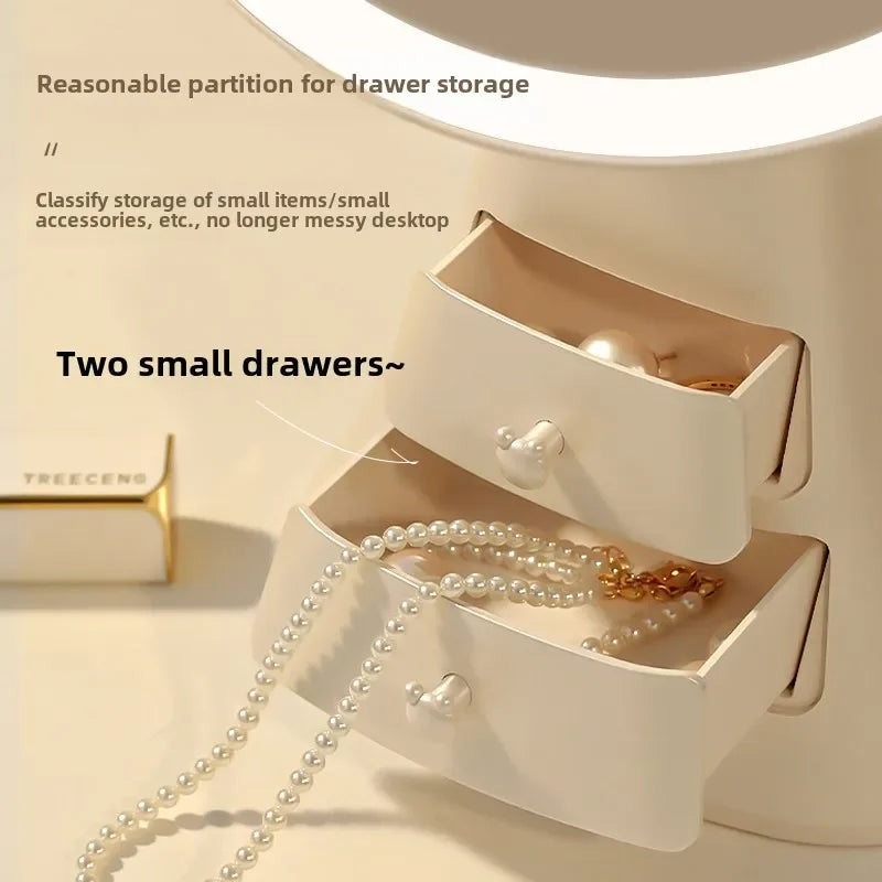 Luxury LED Makeup Mirror with Integrated Drawer Stand