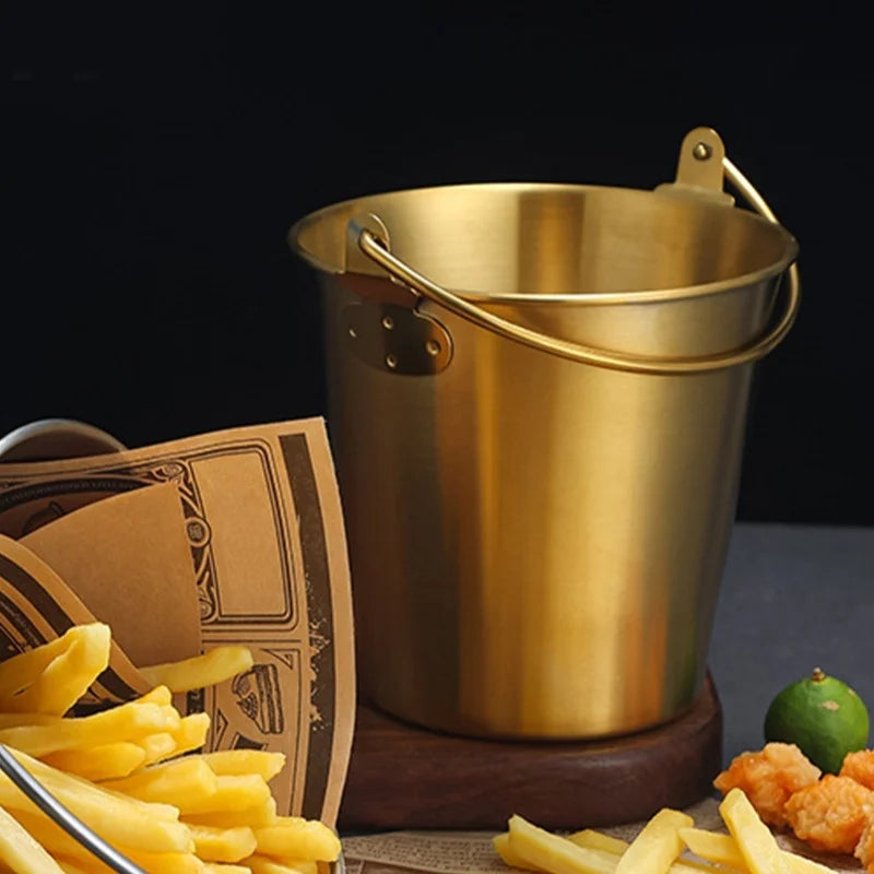 Mini Stainless Steel Pails Small Ice Bucket With Handle For Beverage Wine French Fries Chicken Wings Home Bars Parties Use