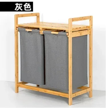 Bamboo Laundry Hamper with Dual Compartments & Removable Bags - Clarify.pk