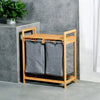 Bamboo Laundry Hamper with Dual Compartments & Removable Bags - Clarify.pk