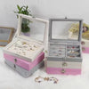 Thickened Velvet Jewelry Box - Dustproof Lockable Ring & Earring Organizer (Random color)