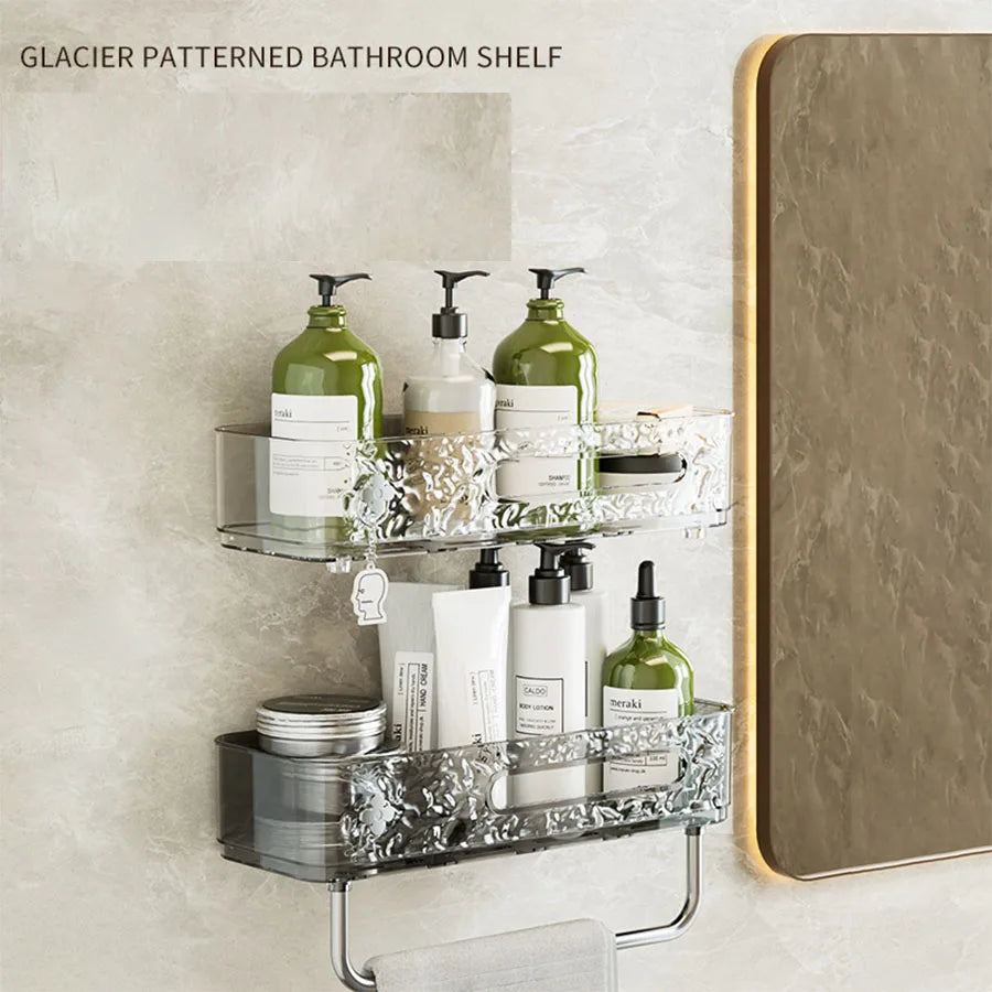 Glacier Patterned Bathroom Shelf - Non-Perforated Wall Mounted Storage Rack