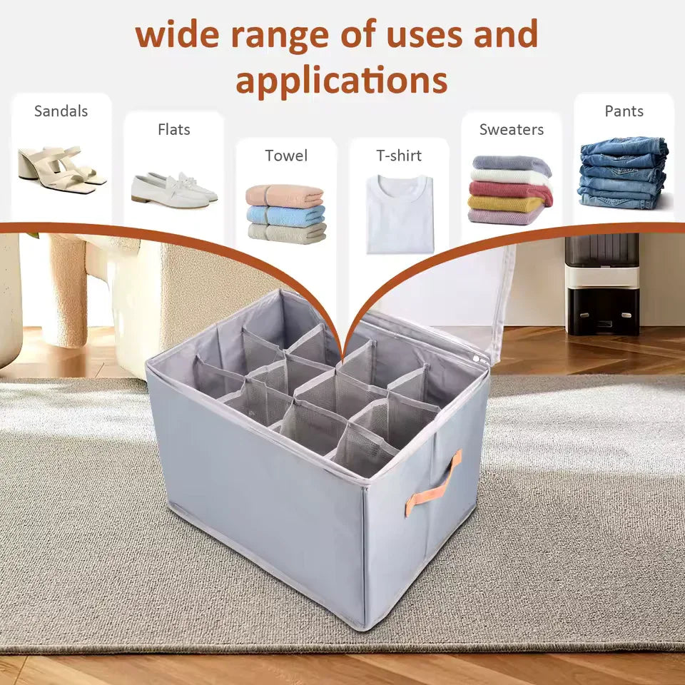 12-Compartment Foldable Shoe Storage Box – Dustproof Closet Organizer with Clear Lid - Clarify.pk