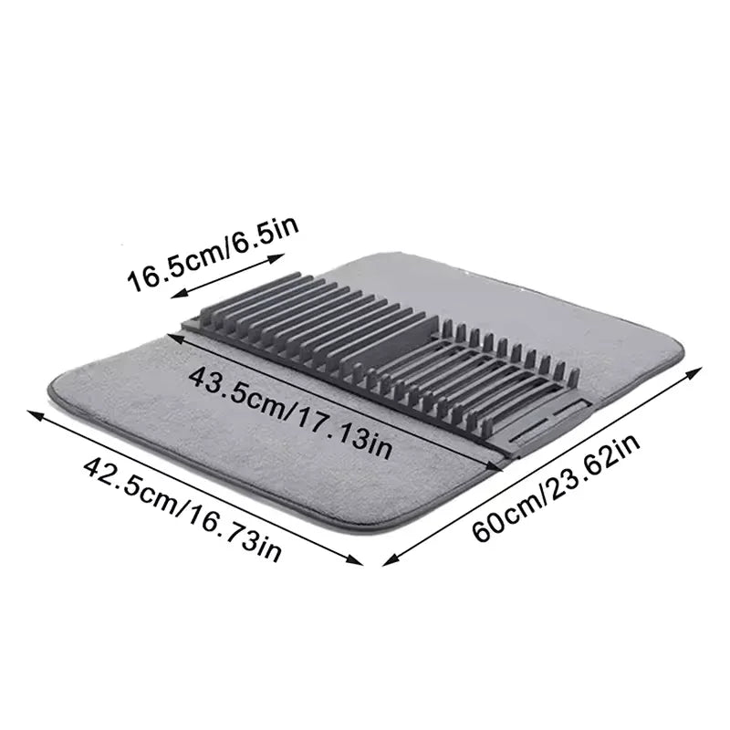 Folding Tableware Drainer Mat – Thickened Non-Slip Absorbent Pad
