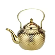 Luxury Golden Stainless Steel Kettle – Elegant Dot Pattern Stovetop Teapot