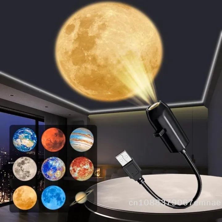 USB Planet Projection Lamp | 10-Lens Starry Sky Night Light & Ceiling Atmosphere Projector