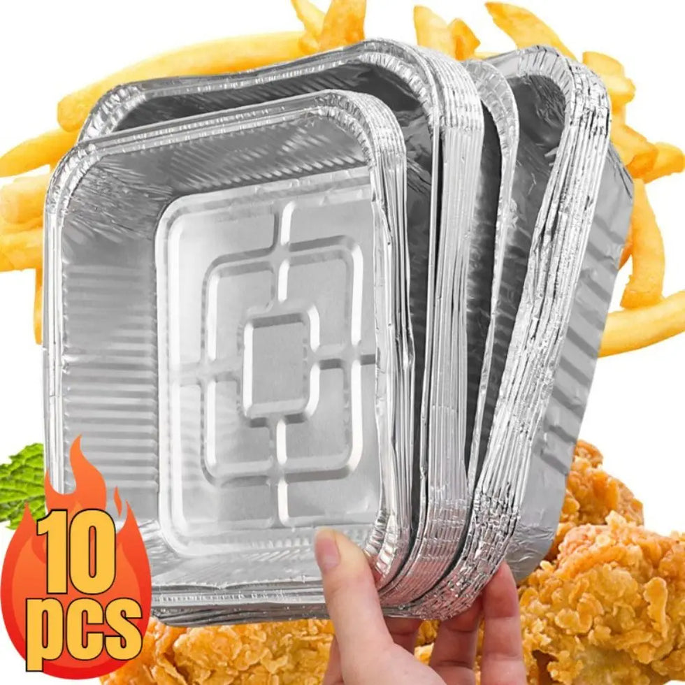 Square Aluminum Foil Disposable Plate Set - Pack of 10