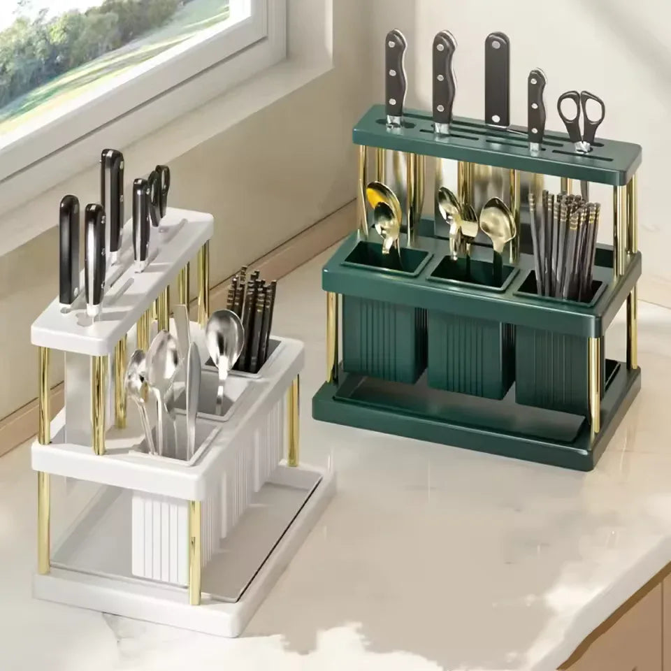 Kitchen Cutlery Holder – Stainless Steel Utensil Organizer (Random color)
