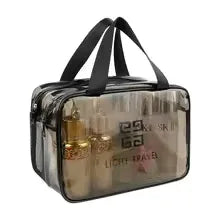 Double Layer Transparent Cosmetic Bag – Large Travel Makeup Organizer - Clarify.pk