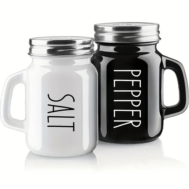 Black & White Salt & Pepper Shaker Set – 2pcs Glass