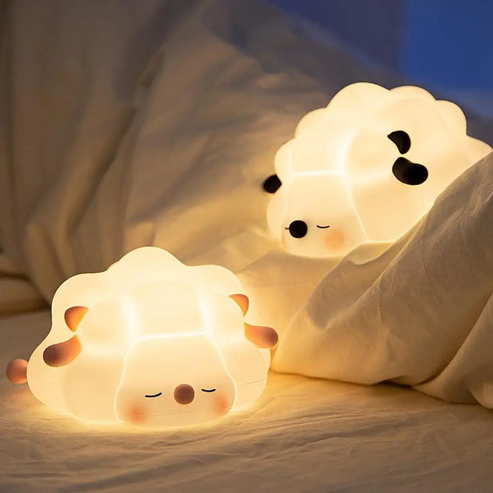 Big Face Rabbit Night Light Warm Color Glow Pat Control Timer Function Cute Portable Bedside Lamp Bedroom Decor Sleep Aid Access