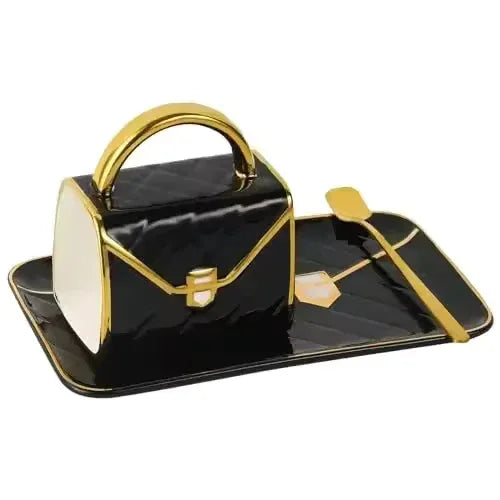 Handbag Coffee Mug with Tray & Spoon – Gift Box Set (Random) - Clarify.pk