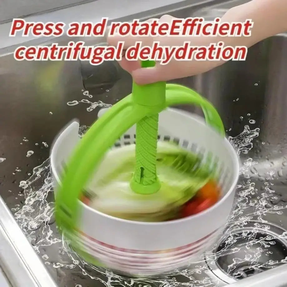 1 Pcs Rotating Drainage Basket, Hand Pressed Vegetable and Fruit Salad Rotating Cleaning and Dehydration Device for Storage