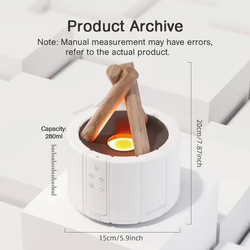 Premium Bonfire Humidifier – LED Flame Effect Aroma Diffuser