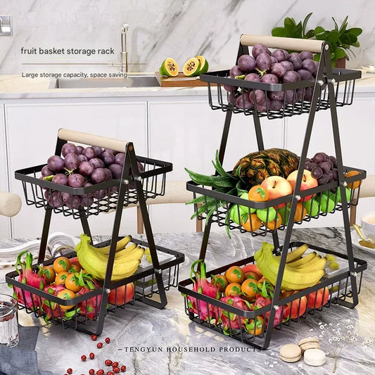 Premium Metal Fruit Basket – Multi-Layer Storage Rack for Kitchen & Home - Clarify.pk
