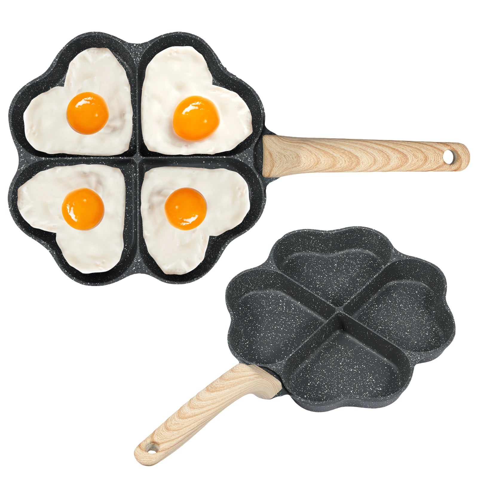 Egg Frying Pan 4-Cup Heart Omelette Pans Non-Stick Egg Skillet Aluminum Alloy Egg Cooker Pan for Gas Stove Induction Cookware