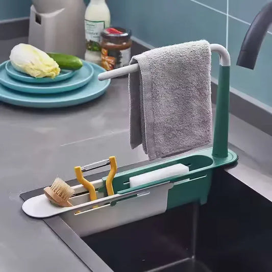 Telescopic Sink Drain Rack – Expandable Sponge Holder & Storage Basket - Clarify.pk