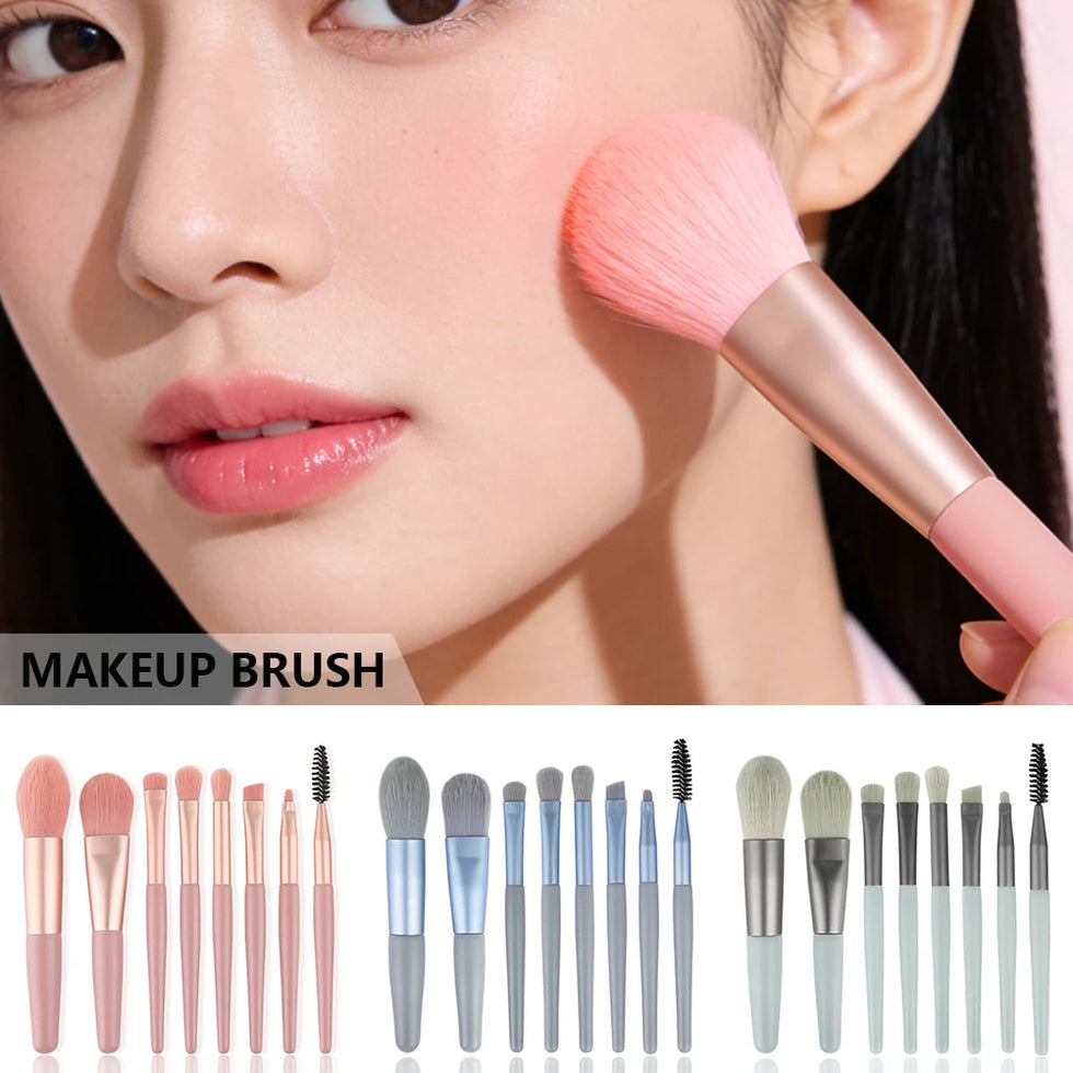8Pcs Makeup Brush Set – Travel-Ready, Soft Synthetic Bristles