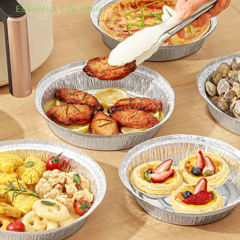 Aluminum Foil Round Disposable Plate Set - Pack of 10