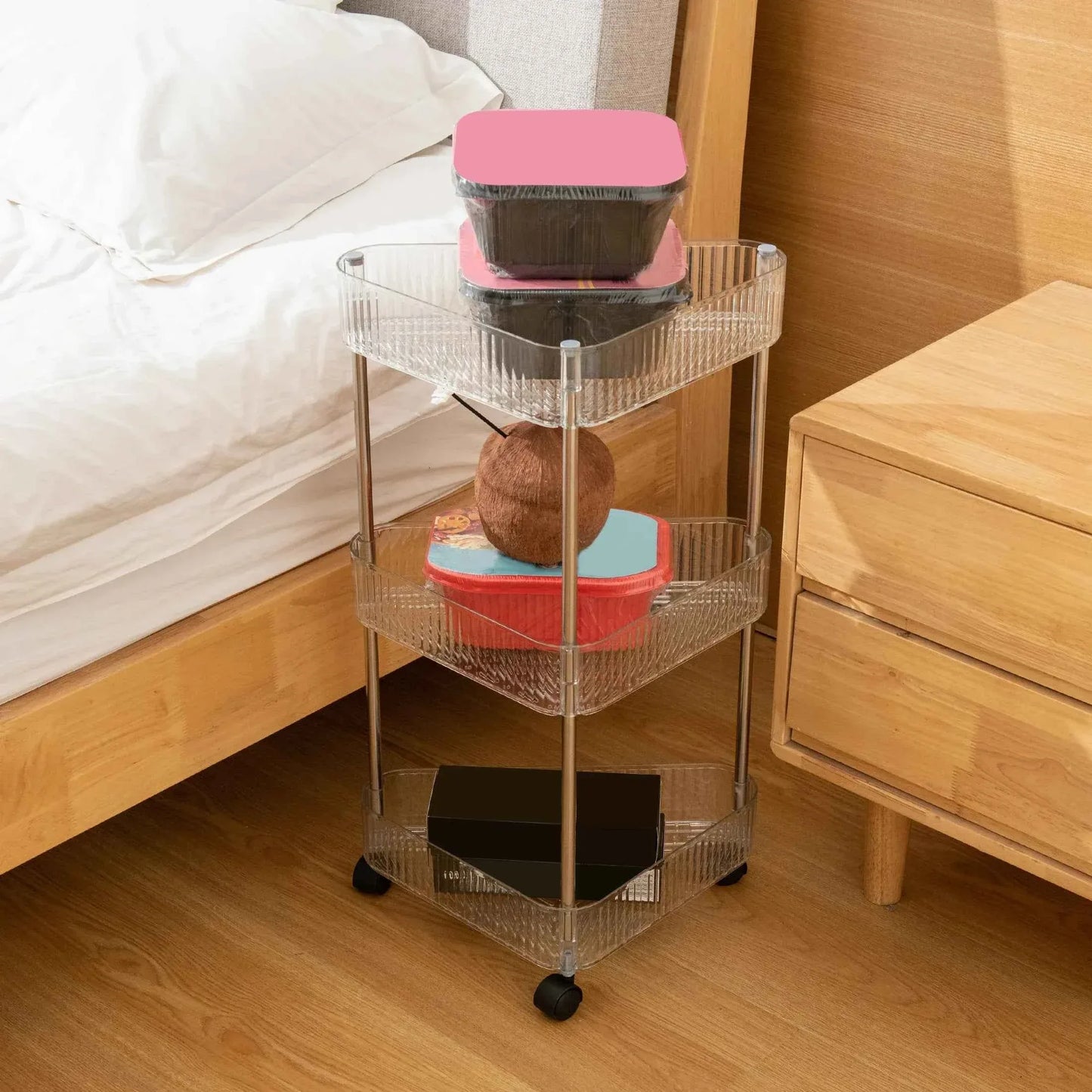Acrylic Triangle Corner Trolley for Space-Saving Storage Solutions - Clarify.pk