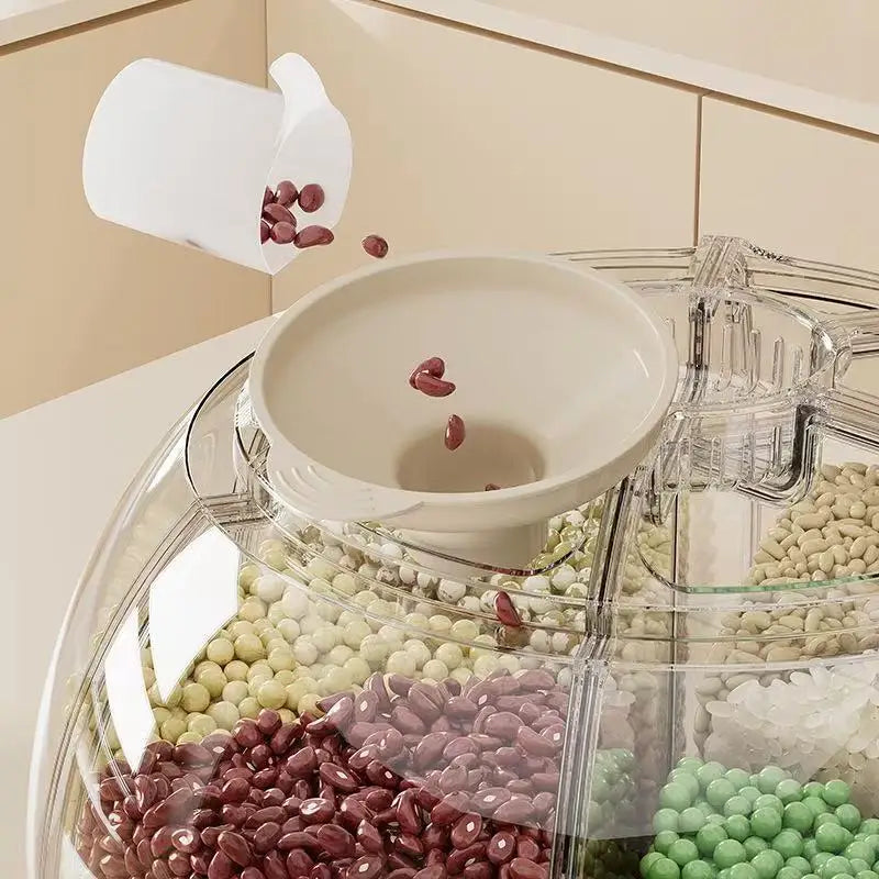 Rotating Rice Bucket Divided Grain Storage Box Kitchen Sealed Rice Jar Household Insect Proof And Moisture Proof Rice