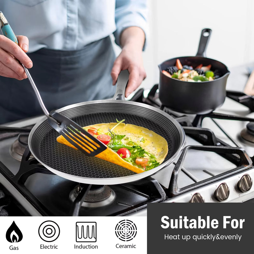 Premium 24cm Stainless Steel Honeycomb Pan