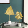 Golden Metal Leaf Desktop Decor - Luxury Home Ornament