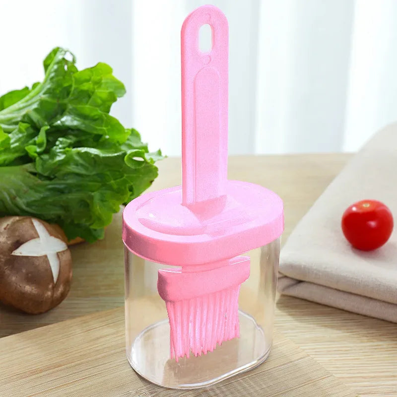 Silicone Oil Brush Bottle – Kitchen Baking & BBQ Oil Dispenser with Lid