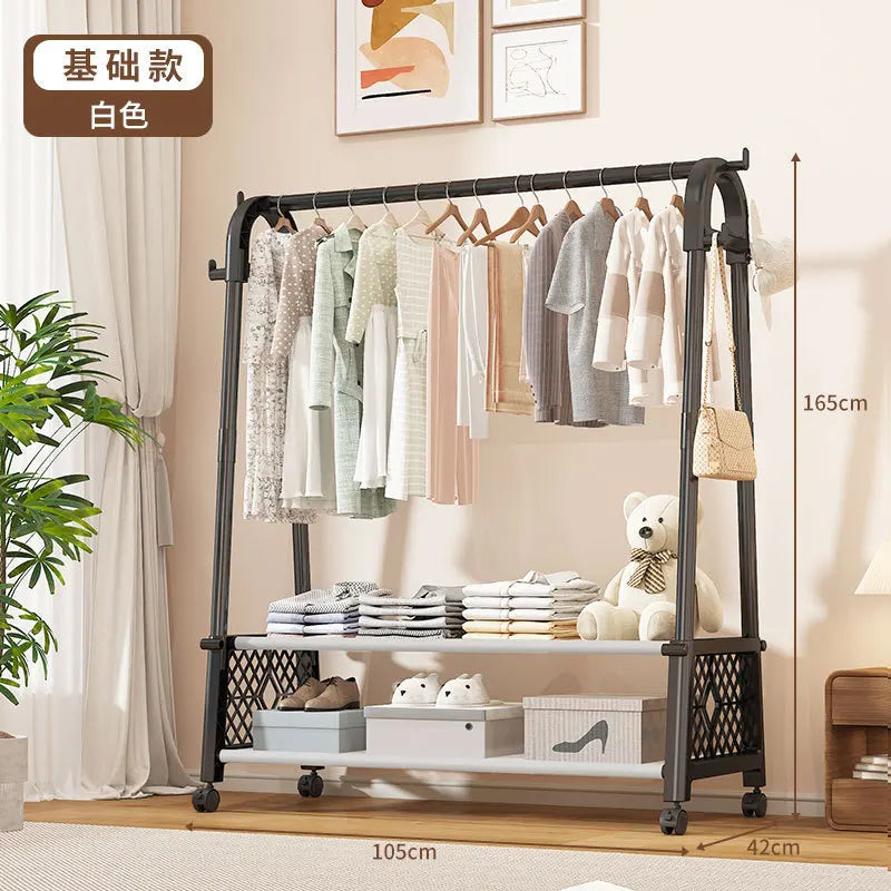 Minimalist Heavy Duty Clothing Stand with Bottom Storage & Wheels