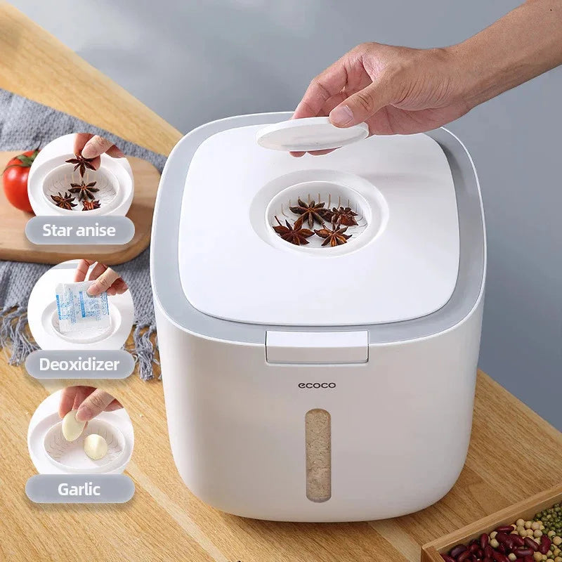 Ecoco 5kg Smart Rice Box – Airtight Grain Storage Station