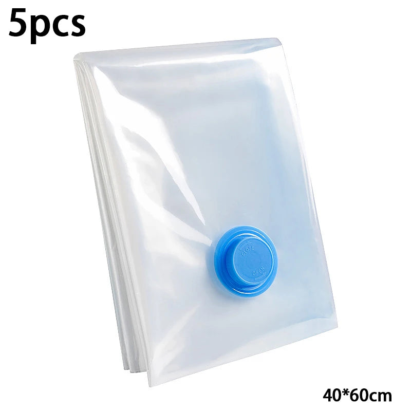 5pcs Vacuum Storage Bags With Valve Folding Compressed Space Saving Clothes Storage Big Size For Towel Cloth Blanket