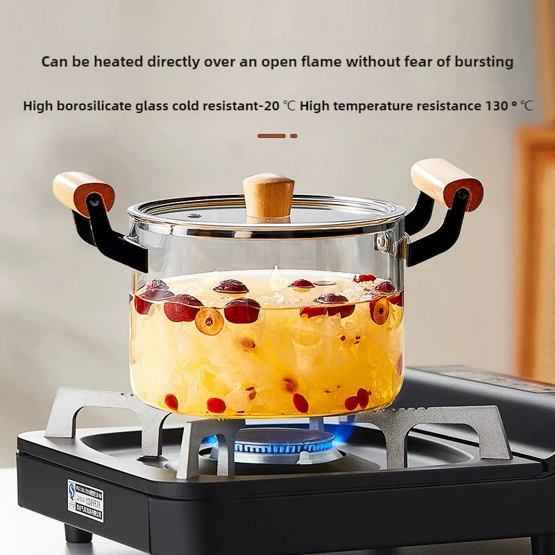 Explosion-Proof Noodle Pot with Heat Retention Transparent Kitchen Cooking Pan for Easy Clean Soup Maker