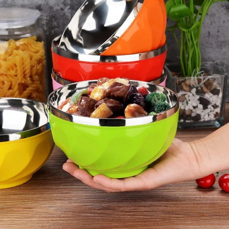 Colorful Stainless Steel Bowl – Heat-Resistant & Anti-Fall (each) - Clarify.pk