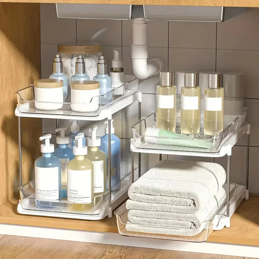 2-Tier Acrylic Under Sink Organizer with Pull-Out Drawers - Clarify.pk
